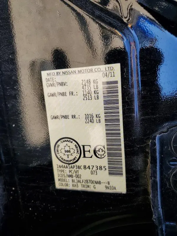 2011 NISSAN MAXIMA 3.5 S  