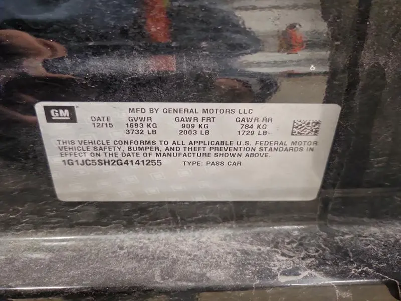 2016 CHEVROLET SONIC LT  