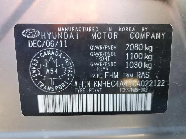 2012 HYUNDAI SONATA HYBRID  