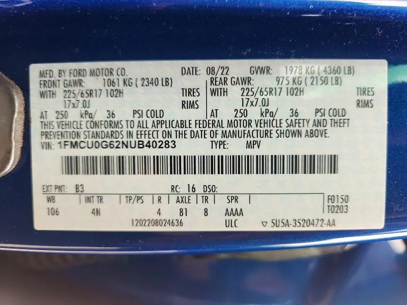 2022 FORD ESCAPE SE  