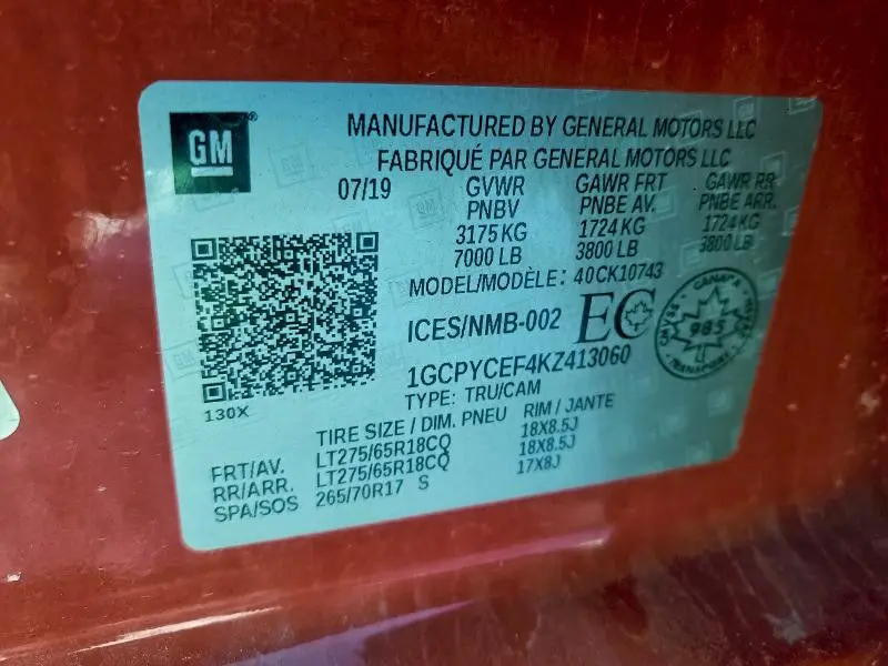 2019 CHEVROLET SILVERADO K1500 TRAIL BOSS CUSTOM  