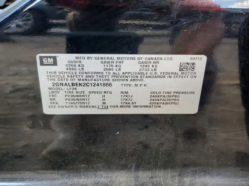 2012 CHEVROLET EQUINOX LS  