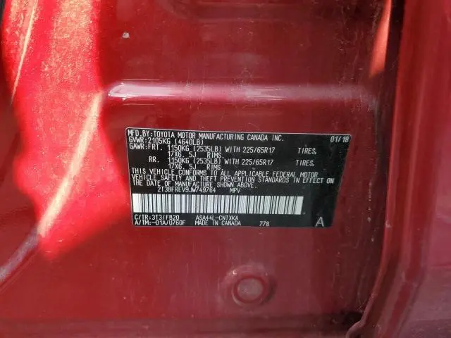 2018 TOYOTA RAV4 LE  