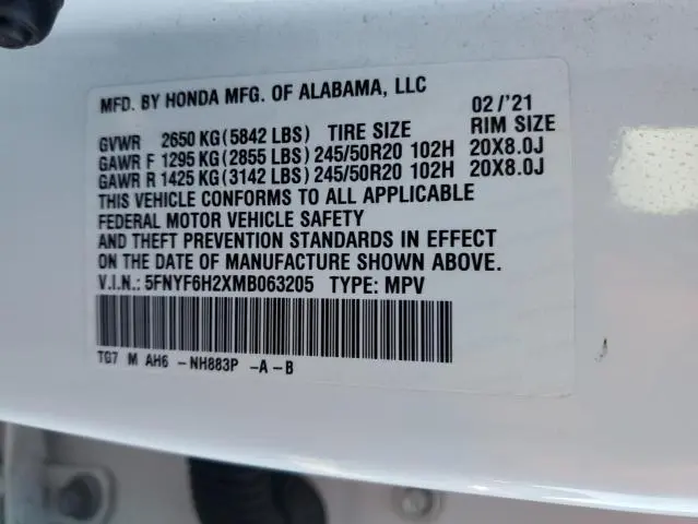 2021 HONDA PILOT SE  