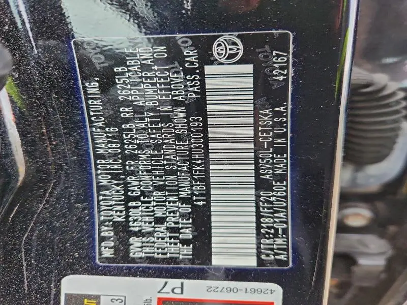 2017 TOYOTA CAMRY LE  