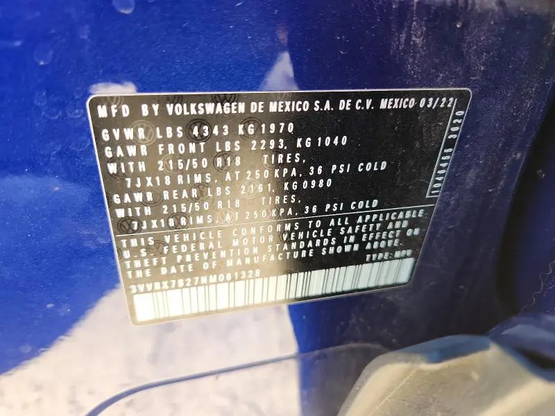 2022 VOLKSWAGEN TAOS SE  
