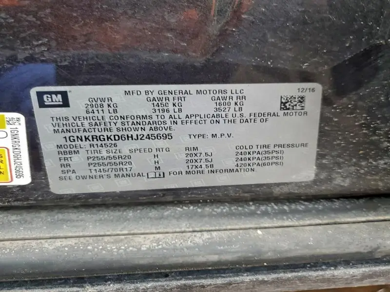 2017 CHEVROLET TRAVERSE LT  