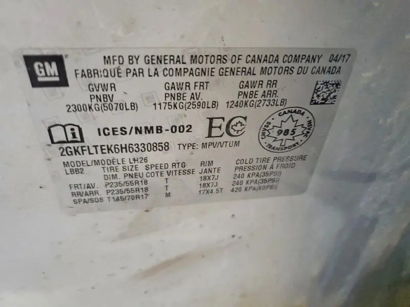 2017 GMC TERRAIN SLE  