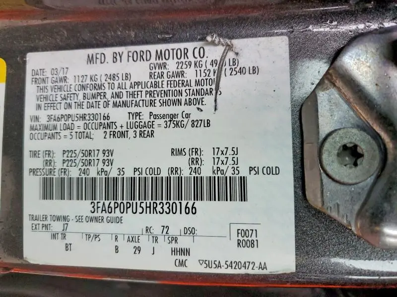 2017 FORD FUSION SE PHEV  