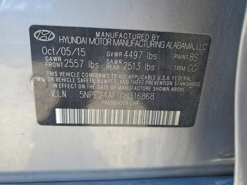 2016 HYUNDAI SONATA SE  
