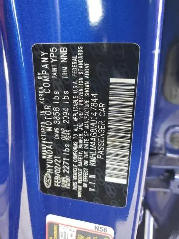 2021 HYUNDAI ELANTRA SEL  