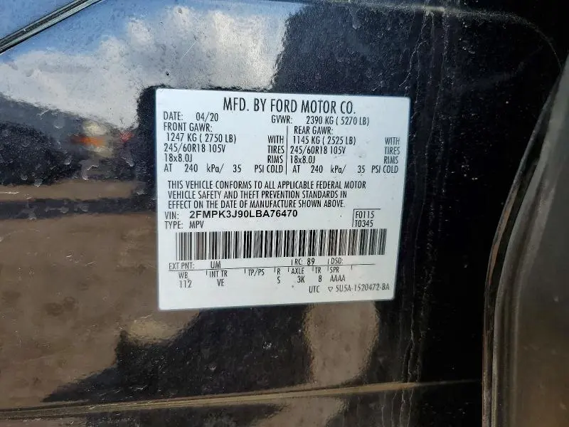 2020 FORD EDGE SEL  