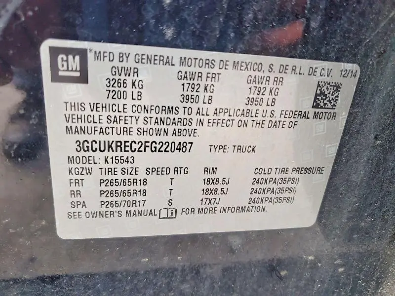 2015 CHEVROLET SILVERADO K1500 LT  