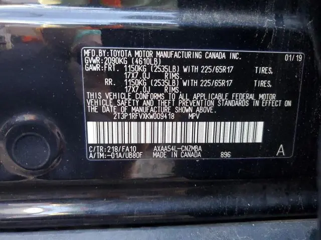 2019 TOYOTA RAV4 XLE