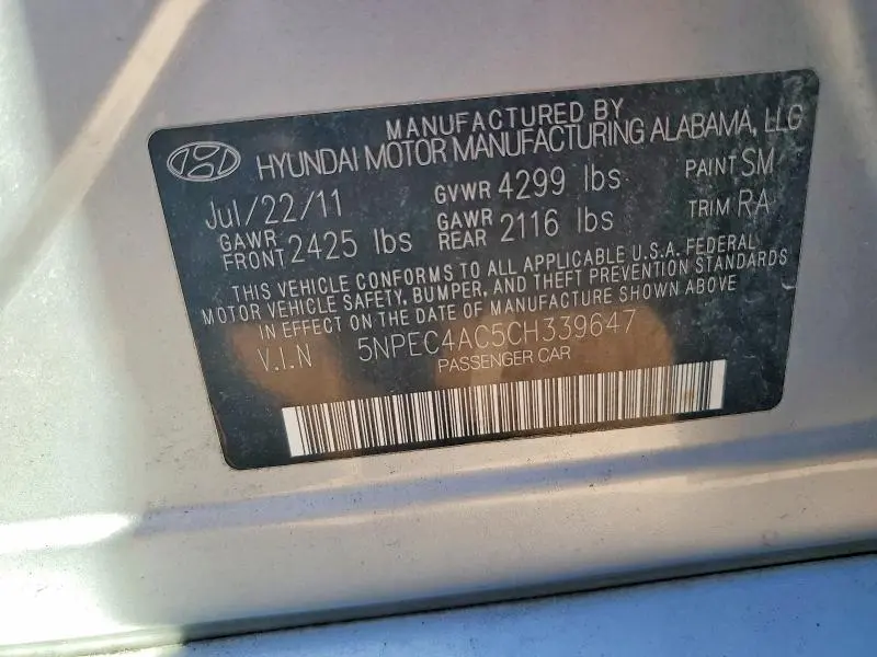 2012 HYUNDAI SONATA SE  