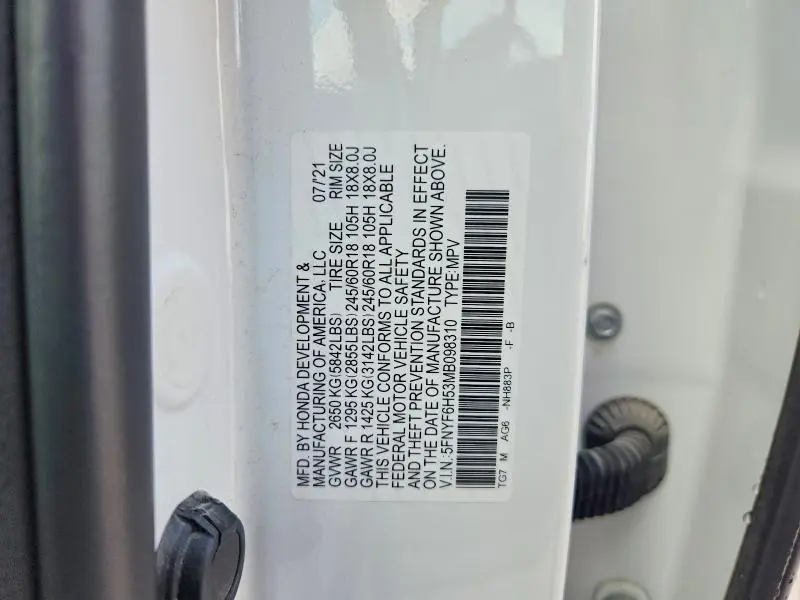 2021 HONDA PILOT EXL  