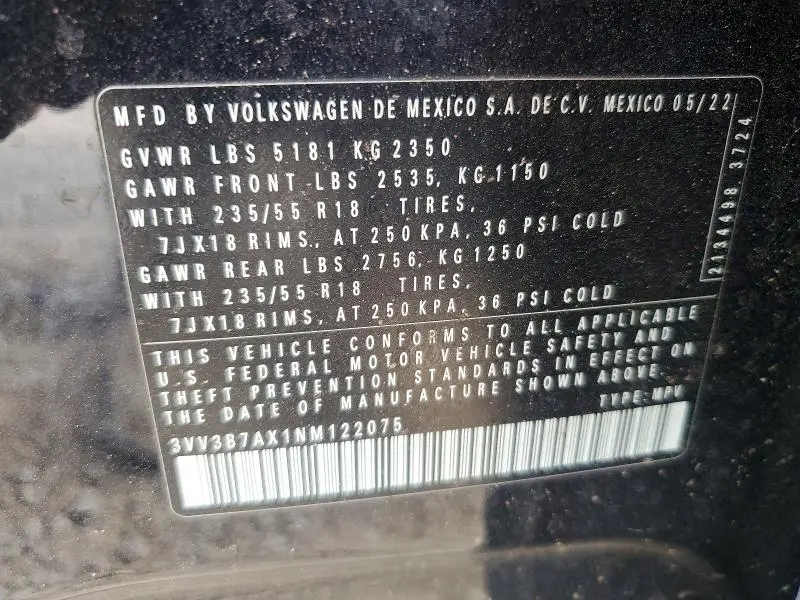 2022 VOLKSWAGEN TIGUAN SE  
