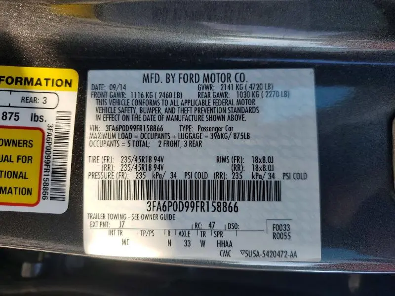 2015 FORD FUSION TITANIUM  
