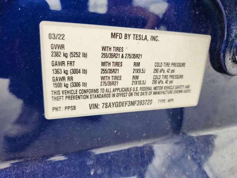 2022 TESLA MODEL Y   