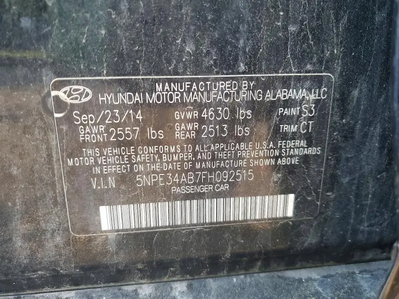 2015 HYUNDAI SONATA SPORT 2.0T  