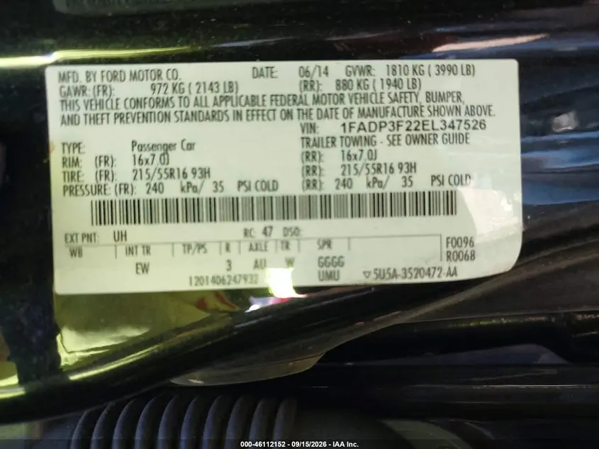 2014 FORD FOCUS SE