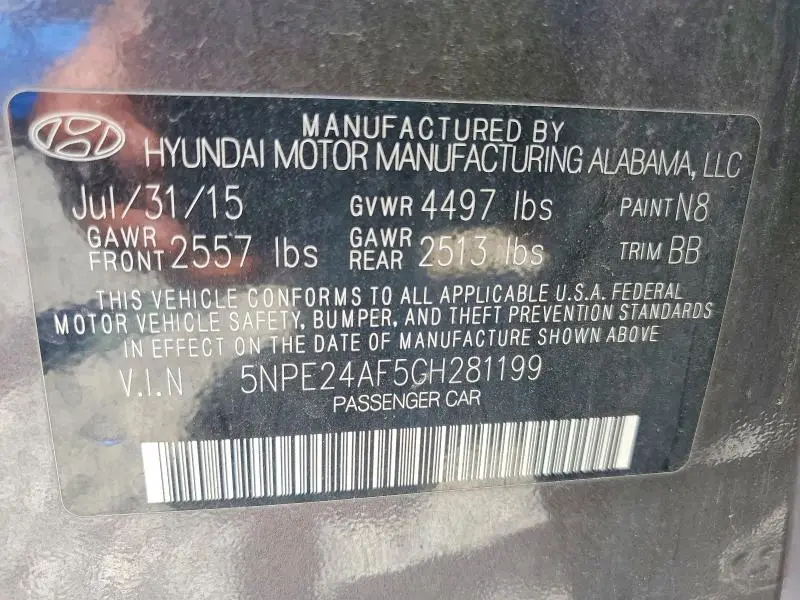 2016 HYUNDAI SONATA SE  