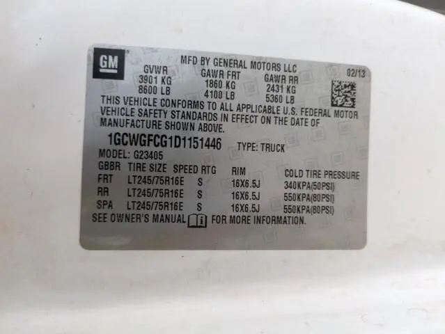 2013 CHEVROLET EXPRESS G2500   