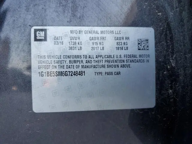 2016 CHEVROLET CRUZE LT  