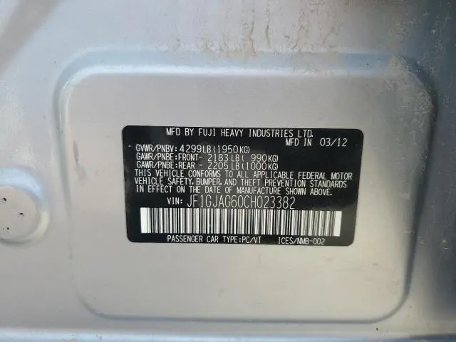 2012 SUBARU IMPREZA LIMITED  