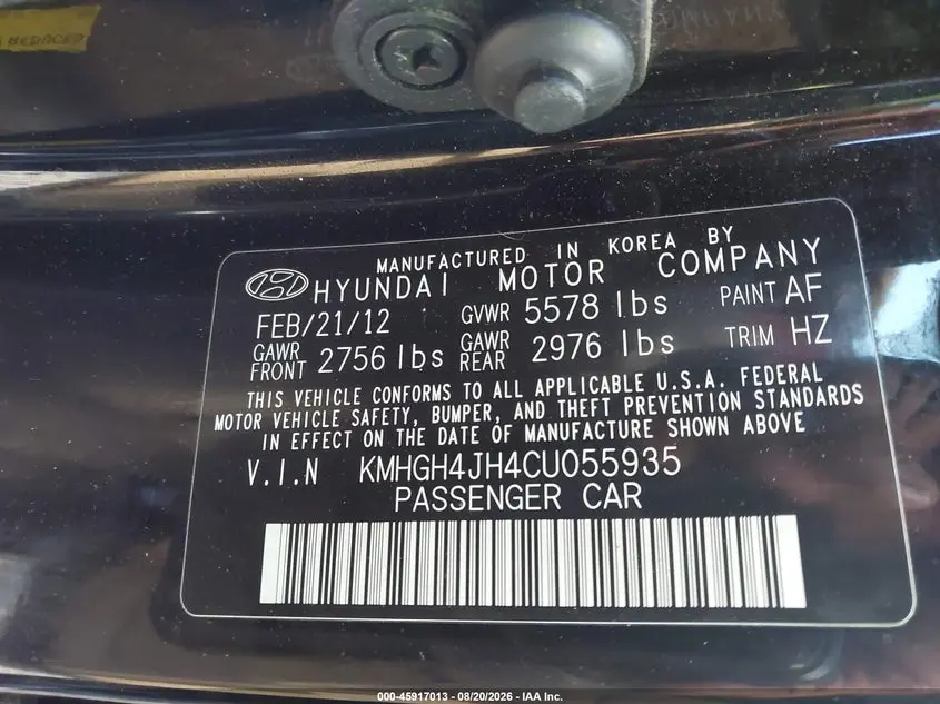 2012 HYUNDAI EQUUS SIGNATURE