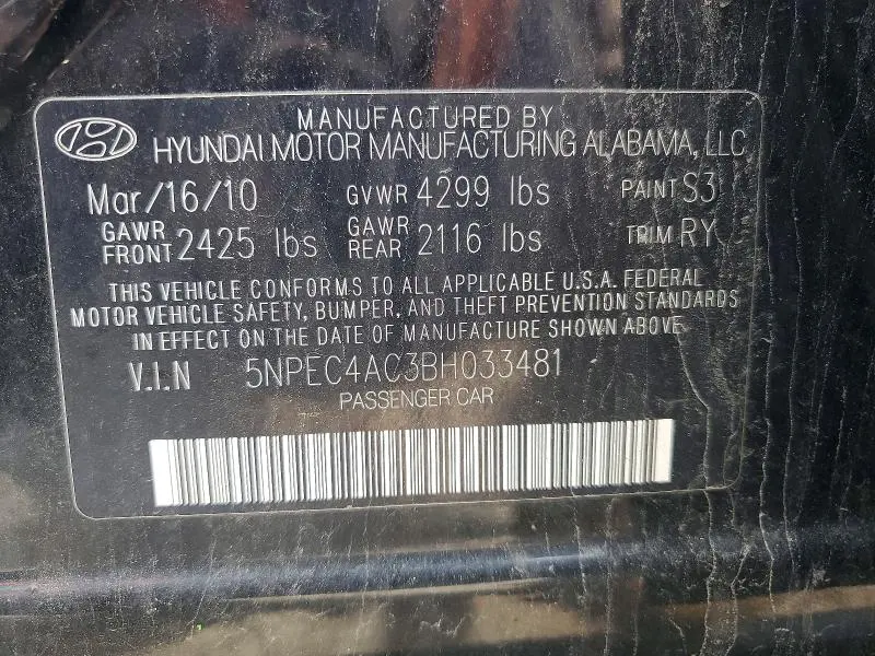 2011 HYUNDAI SONATA LIMITED  