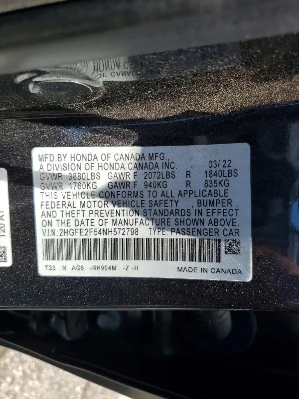 2022 HONDA CIVIC SPORT  