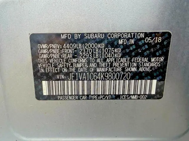 2019 SUBARU WRX PREMIUM  