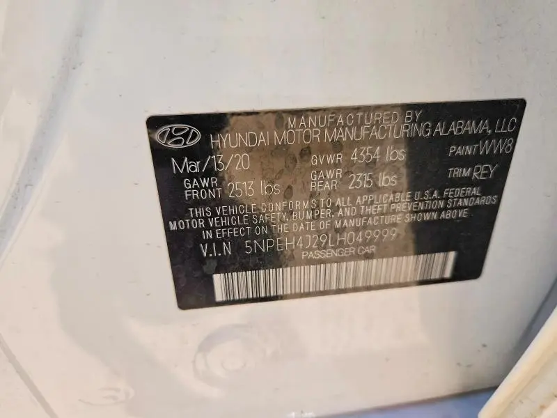 2020 HYUNDAI SONATA LIMITED  