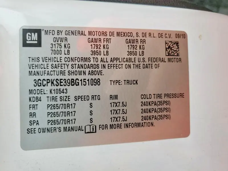 2011 CHEVROLET SILVERADO K1500 LT  