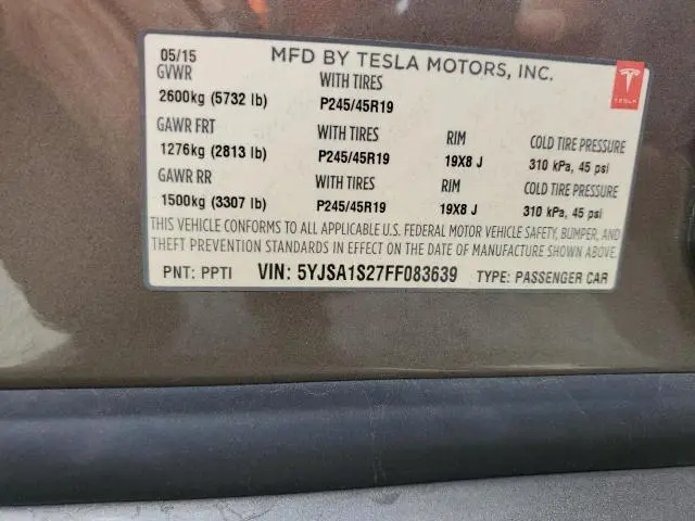 2015 TESLA MODEL S 70D  