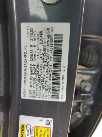 2019 HONDA ACCORD SPORT  