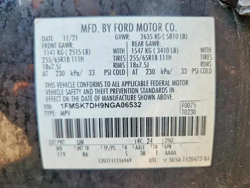 2022 FORD EXPLORER XLT  