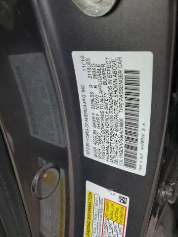 2019 HONDA ACCORD EXL