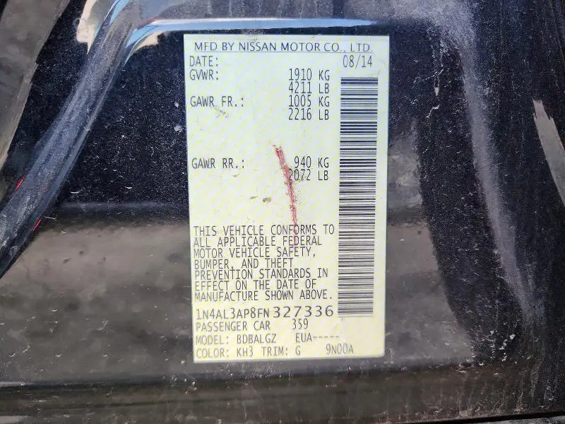 2015 NISSAN ALTIMA 2.5 S  