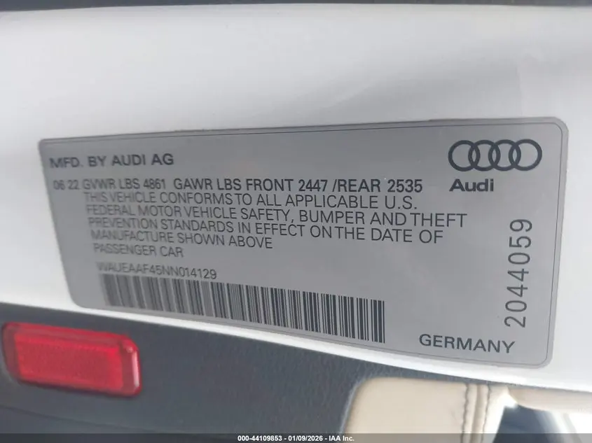 2022 AUDI A4 PREMIUM PLUS 45 TFSI S LINE QUATTRO S TRONIC