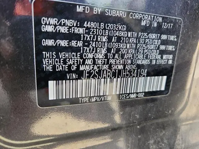 2018 SUBARU FORESTER 2.5I  