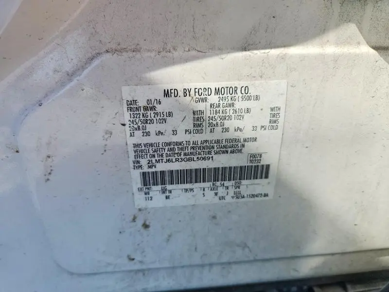 2016 LINCOLN MKX RESERVE  