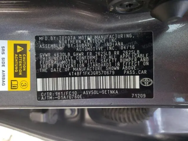 2016 TOYOTA CAMRY LE  