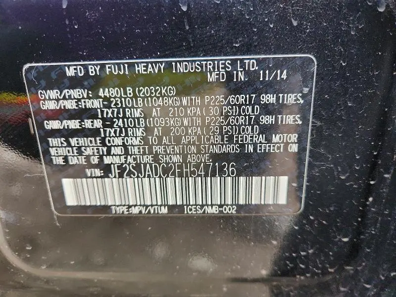 2015 SUBARU FORESTER 2.5I PREMIUM  