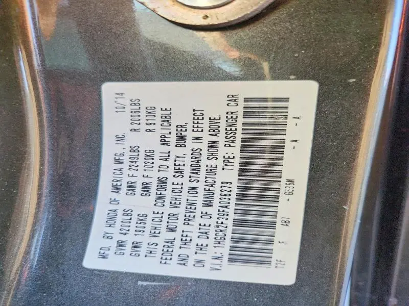 2015 HONDA ACCORD LX  