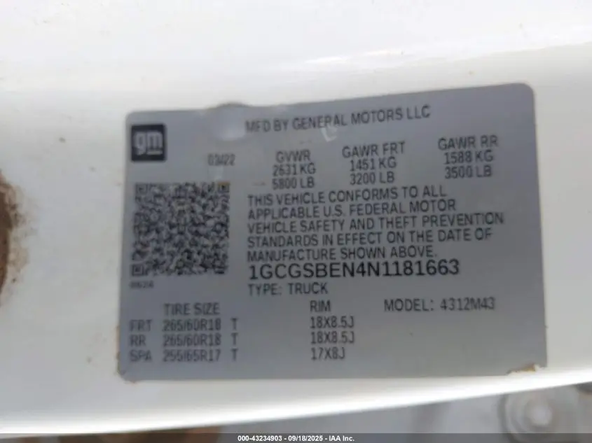 2022 CHEVROLET COLORADO 2WD  SHORT BOX WT