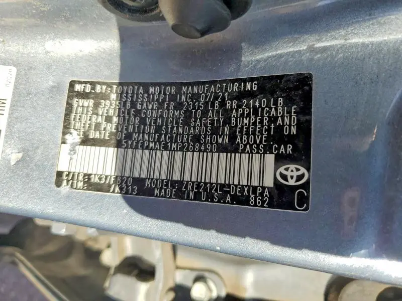 2021 TOYOTA COROLLA LE  