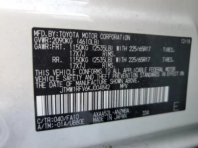 2019 TOYOTA RAV4 XLE  