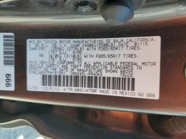 2015 TOYOTA TACOMA DOUBLE CAB  